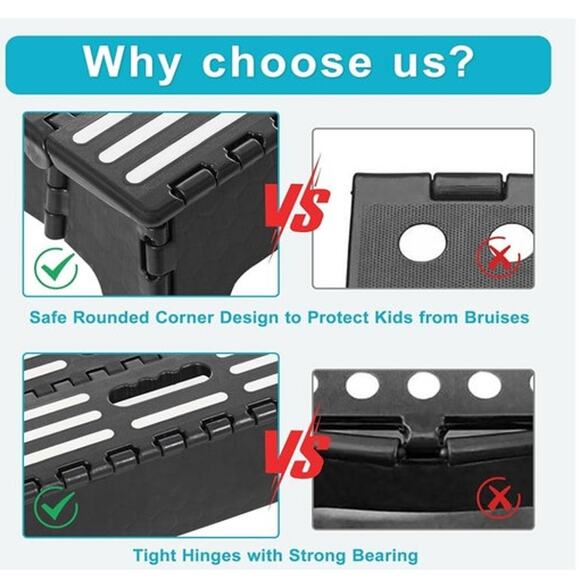 5 inch Portable Folding Step Stool Black Opens Easy In indoor and Outdoor Univer - Picture 6 of 10